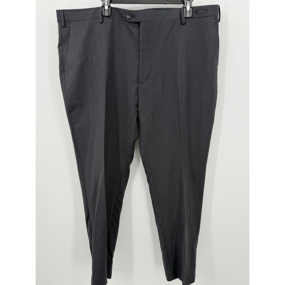 Jos A Bank‎ Reserve Pants Mens 44R Gray Wool Dress Flat Front Italian Wool